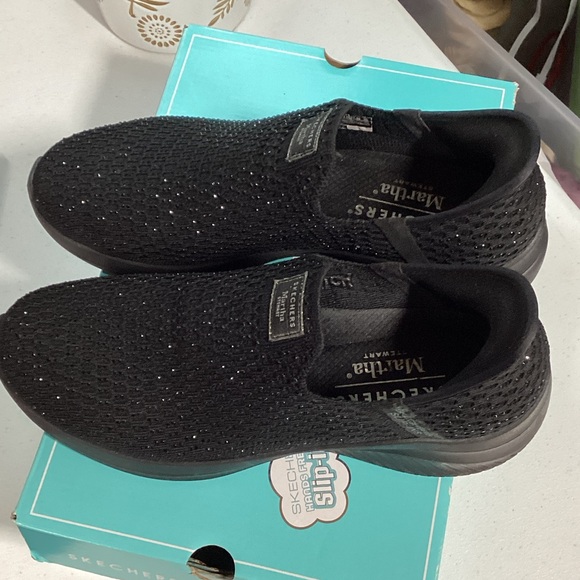 Skechers Black Sparkle Slip-Ons Martha Stewart Design New Martha Stewart NEW - Picture 3 of 5